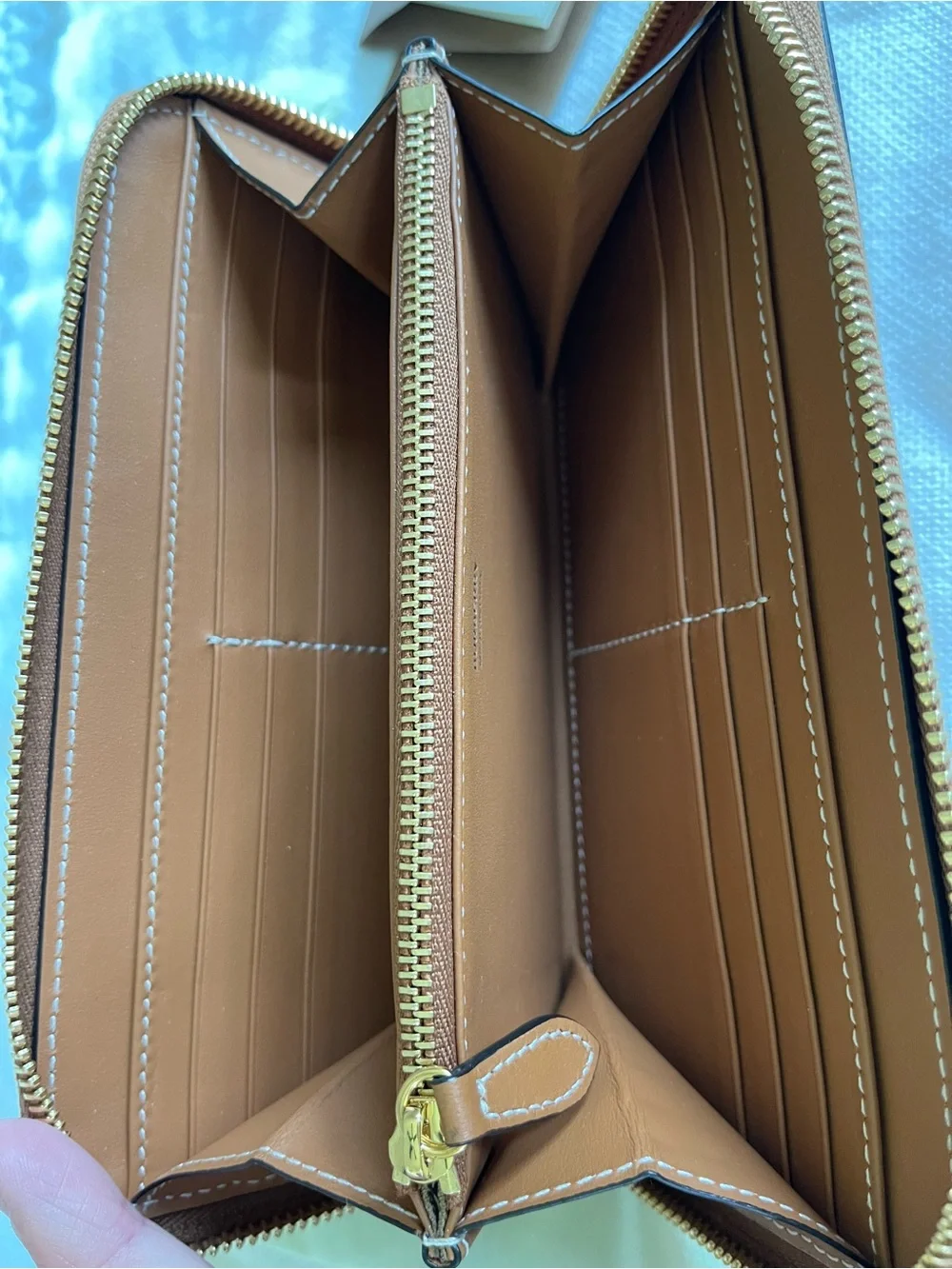 Burberry Brown Leather Zip Wallet with Exterior Card Slot